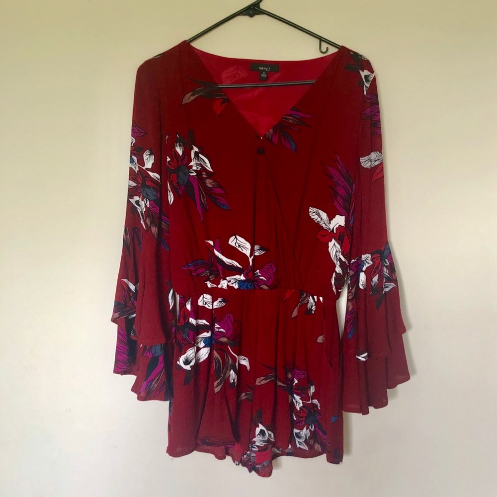 Red Floral Romper